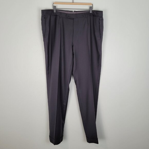 Ermenegildo Zegna Size 42x34 Trofeo Wool Dress Pants Flat Front Cuffed Black - Picture 1 of 12